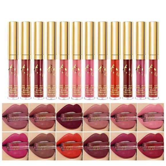 12Pcs/Set Velvet Makeup Classic Waterproof Matte Liquid Lipstick - Picture 1 of 6